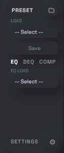 Preset panel with Load dropdown, Save button, and settings icons